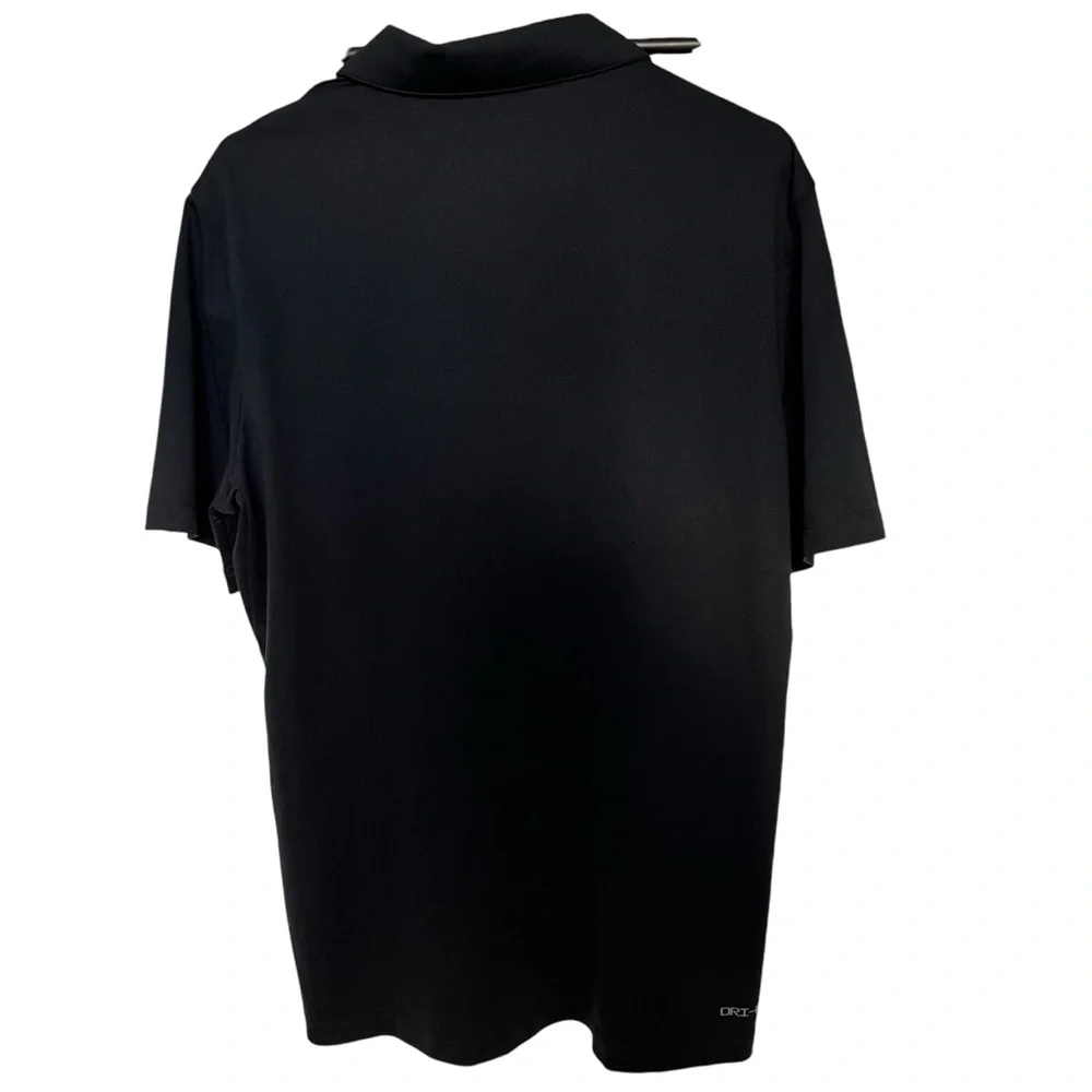 Nike Dri-Fit Shirt Men's Large Pique Polo Logo Golf Sports Black Dixon Soccer‎